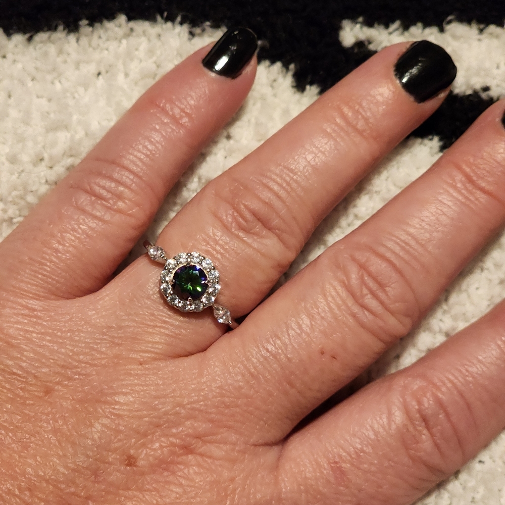 Ring Bomb Rainbow Topaz Sterling Silver Size 9